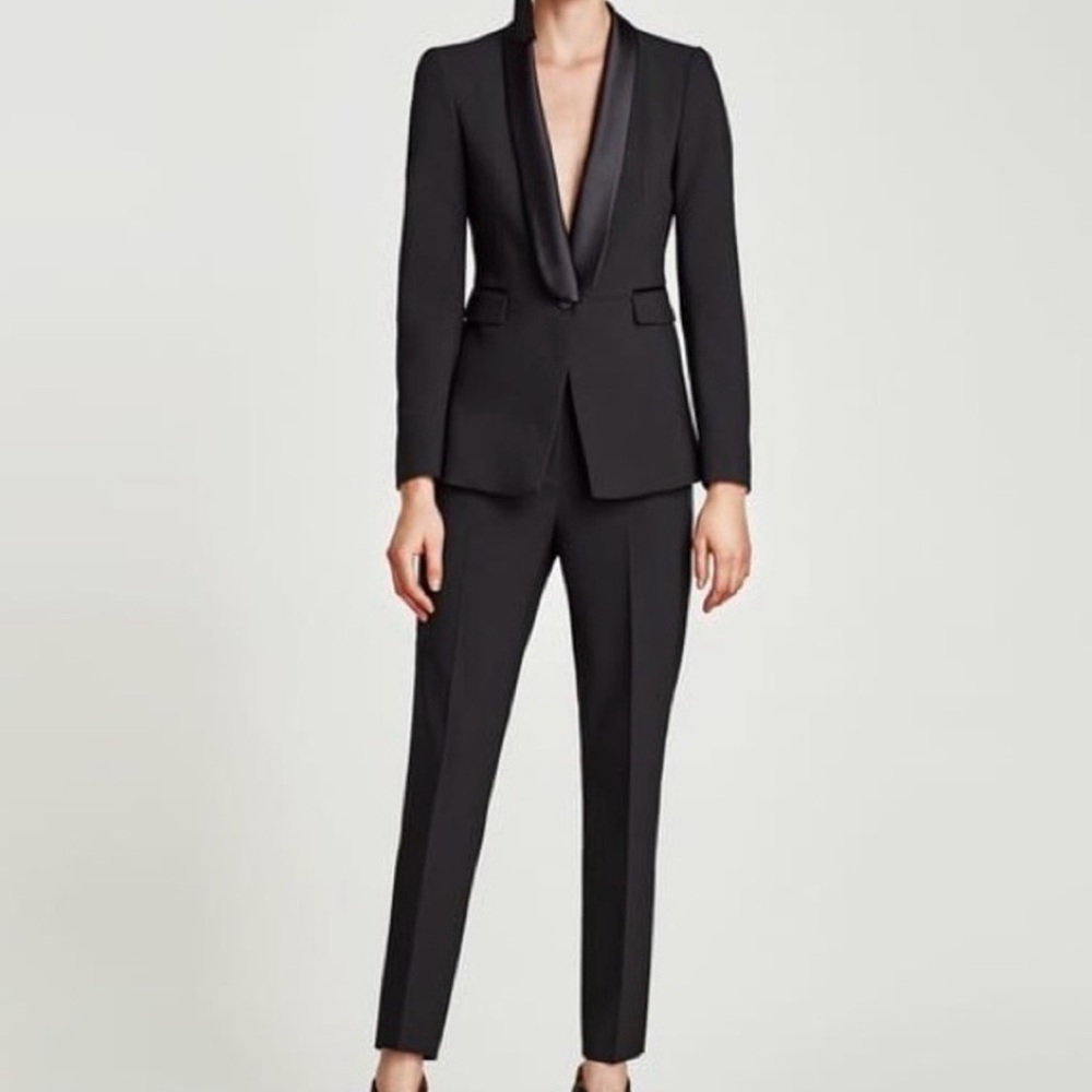 Zara Black Satin Lapel Women’s Tuxedo Suit